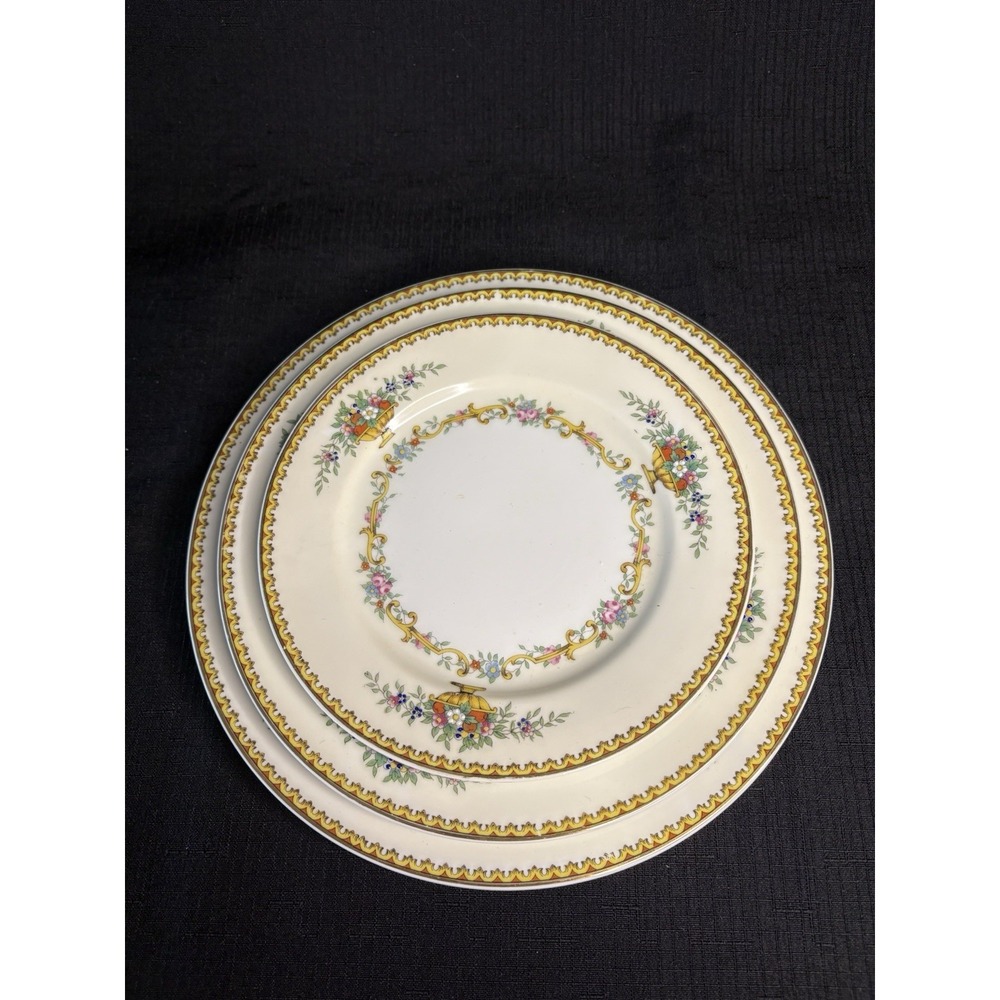 Noritake China Plates Romola Pattern Floral Urn Porcelain Set of 3 Sizes